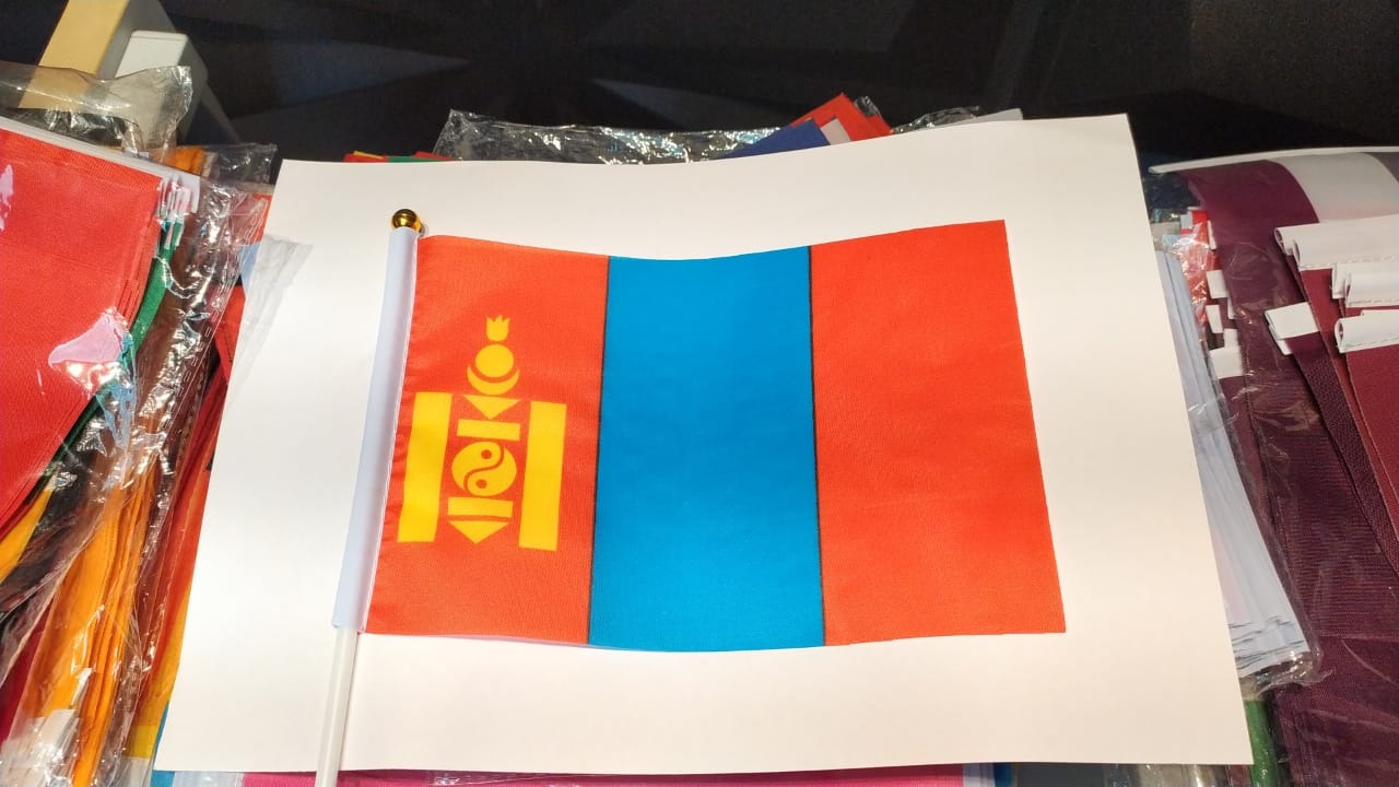 Bandeira de mesa Mongólia - 14 x 21cm